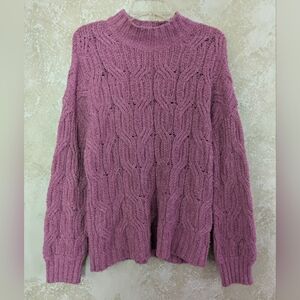 Gypsy Cloud Mauve Pink Cable Knit  Spring Sweater Size Med